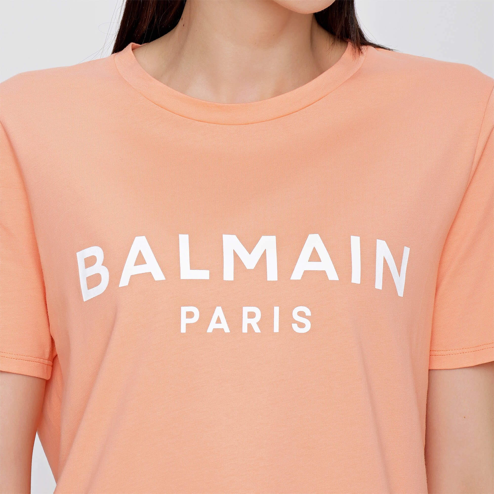 Balmain - Melon Color Balmain Logo Print T-shirt